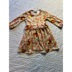 Blueberry Boulevard Girls Brown Turkey Print Thanksgiving Dress size 3t
